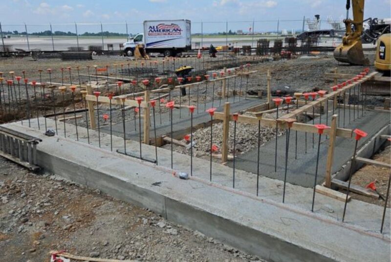 Footing installation at ABE Courtyard Marriott construction site.